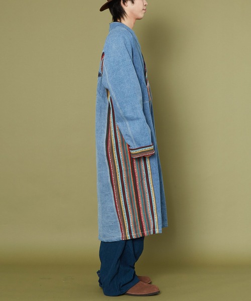 チャイハネ（チャイハネ）の「【チャイハネ】ネディMEN'Sロングカーディガン（デニムジャケット・メンズ・インディゴブルー/ライトブルー・FREE）」の12枚目の写真