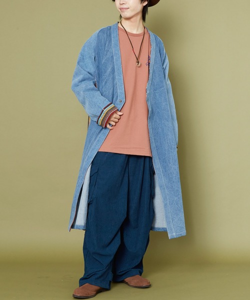 チャイハネ（チャイハネ）の「【チャイハネ】ネディMEN'Sロングカーディガン（デニムジャケット・メンズ・インディゴブルー/ライトブルー・FREE）」の14枚目の写真