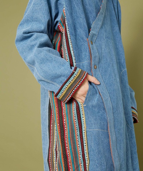 チャイハネ（チャイハネ）の「【チャイハネ】ネディMEN'Sロングカーディガン（デニムジャケット・メンズ・インディゴブルー/ライトブルー・FREE）」の18枚目の写真