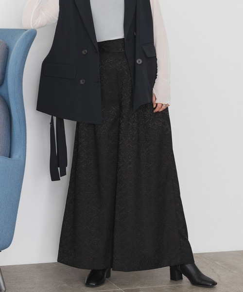 RAGEBLUE（レイジブルー）の「【WEB限定】ジャガード柄ワイドフレアパンツ（スラックス・レディース・ブラック/グリーン・FREE）」の2枚目の写真