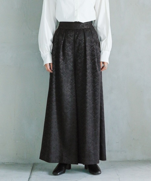 RAGEBLUE（レイジブルー）の「【WEB限定】ジャガード柄ワイドフレアパンツ（スラックス・レディース・ブラック/グリーン・FREE）」の17枚目の写真