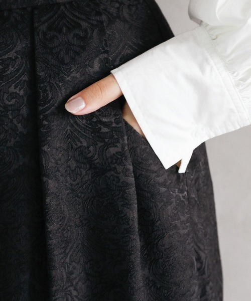 RAGEBLUE（レイジブルー）の「【WEB限定】ジャガード柄ワイドフレアパンツ（スラックス・レディース・ブラック/グリーン・FREE）」の22枚目の写真