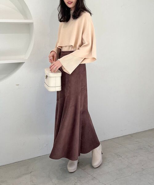 MAJESTIC LEGON（マジェスティックレゴン）の「ハイネックケープセットニット（ニット/セーター・レディース・モカ/アイボリー/グレー/ライトグレー・MEDIUM）」の5枚目の写真