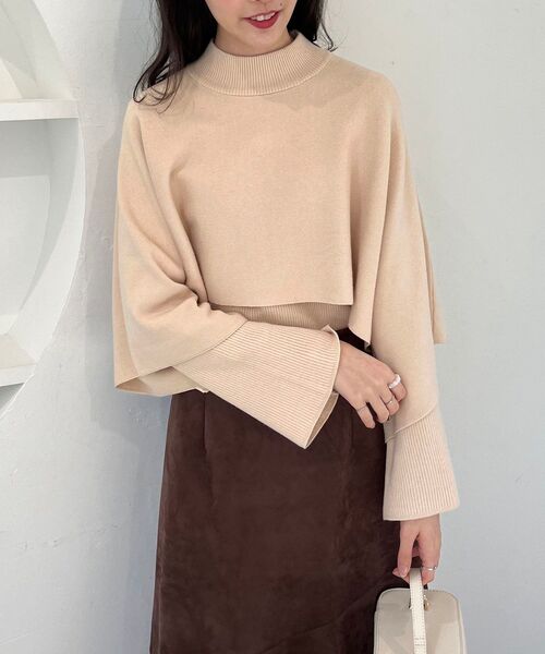 MAJESTIC LEGON（マジェスティックレゴン）の「ハイネックケープセットニット（ニット/セーター・レディース・モカ/アイボリー/グレー/ライトグレー・MEDIUM）」の8枚目の写真