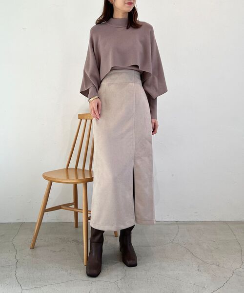 MAJESTIC LEGON（マジェスティックレゴン）の「ハイネックケープセットニット（ニット/セーター・レディース・モカ/アイボリー/グレー/ライトグレー・MEDIUM）」の13枚目の写真