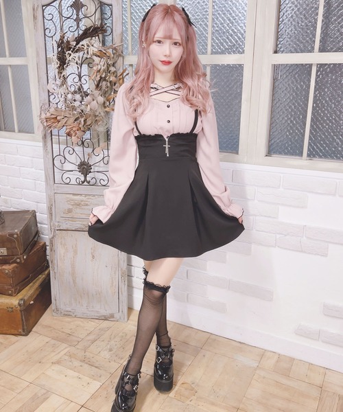 ma✽rs マーズ ブラック レースフレアスカート♡激レア♡美品♡ MA*RS（アメーバーマーズ）の「ZIPタックフレアスカート