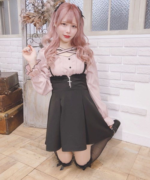 ma✽rs マーズ ブラック レースフレアスカート♡激レア♡美品♡ MA*RS（アメーバーマーズ）の「ZIPタックフレアスカート