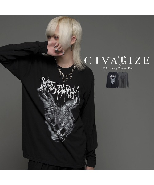 CIVARIZE(シヴァーライズ)の「『CIVARIZE/シヴァーライズ』ヴィンテージ加工アニマルプリントロンT(Tシャツ/カットソー・メンズ・ブラック/チャコールグレー・FREE)」の3枚目の写真