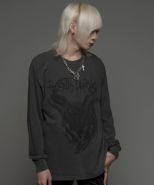 CIVARIZE(シヴァーライズ)の「『CIVARIZE/シヴァーライズ』ヴィンテージ加工アニマルプリントロンT(Tシャツ/カットソー・メンズ・ブラック/チャコールグレー・FREE)」の8枚目の写真