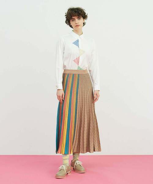 FRAPBOIS(フラボア)の「シエルニット スカート(スカート・レディース・ブラック/ベージュ・1)」の3枚目の写真