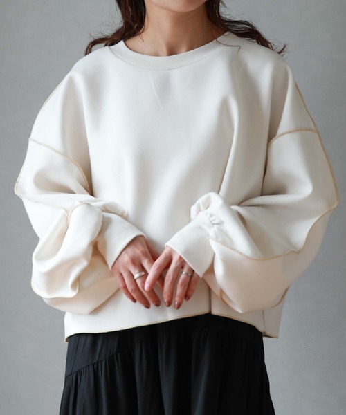 archives(アルシーヴ)の「ダンボールアウトメロープルオーバー(スウェット・レディース・アイボリー/ブラック/オフホワイト/チャコールグレー・MEDIUM)」の12枚目の写真