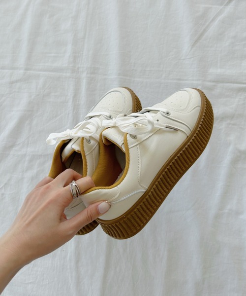 CLEA(クレア)の「レトロ配色厚底スニーカー(スニーカー・レディース・ホワイト/アイボリー・M/L/M/L/L/XL)」の14枚目の写真