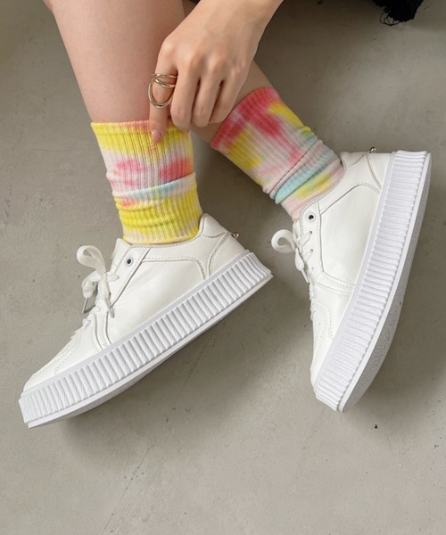 CLEA(クレア)の「レトロ配色厚底スニーカー(スニーカー・レディース・ホワイト/アイボリー・M/L/M/L/L/XL)」の19枚目の写真