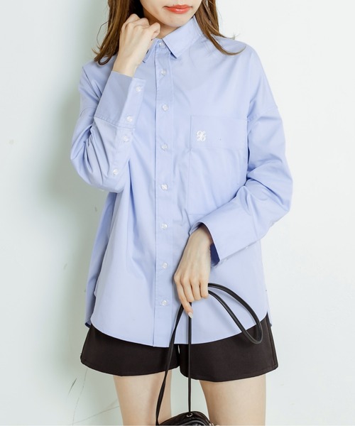 OLIVE des OLIVE（オリーブデオリーブ）の「【WEB限定カラー有】マントスリーブゆるシャツ（シャツ/ブラウス・レディース・ストライプ/ワンウォッシュ/オフホワイト/サックスブルー・FREE）」の21枚目の写真