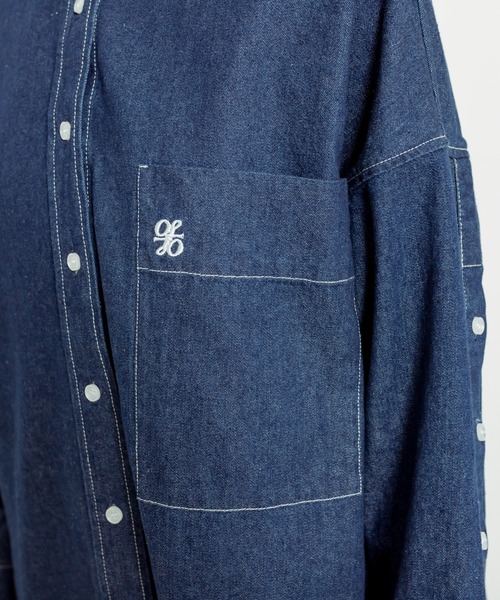 OLIVE des OLIVE（オリーブデオリーブ）の「【WEB限定カラー有】マントスリーブゆるシャツ（シャツ/ブラウス・レディース・ストライプ/ワンウォッシュ/オフホワイト/サックスブルー・FREE）」の19枚目の写真