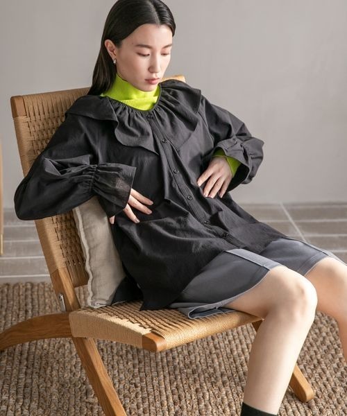 free!　まとめ売り セール】フリルブラウスロングスリーブ 182926（シャツ/ブラウス