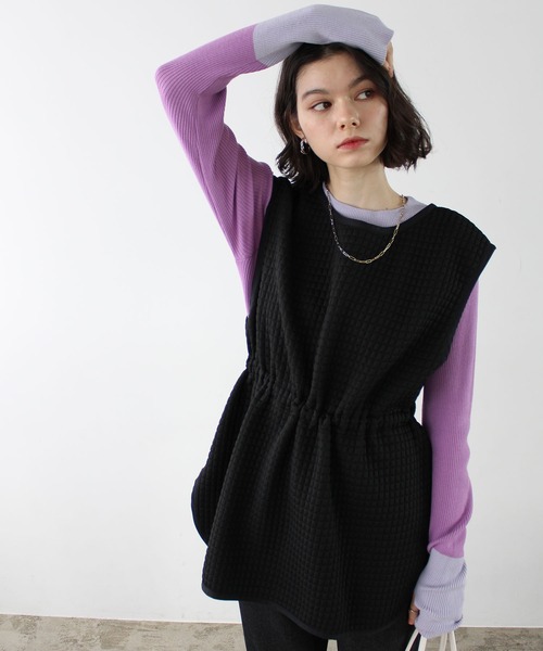 GeeRA（ジーラ）の「前後2WAYキルティングカットソーベスト（ベスト・レディース・ブラック/アイボリー・MEDIUM/LARGE）」の15枚目の写真