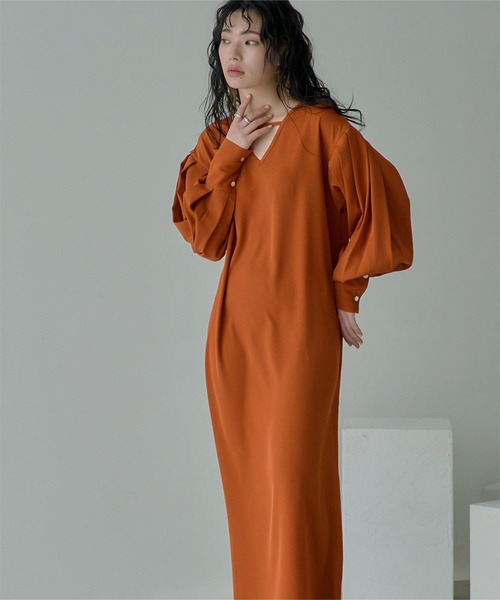 miette（ミエット）の「タックスリーブVネックワンピース（ワンピース・レディース・ブラック/オレンジ/ブルー・FREE）」の12枚目の写真