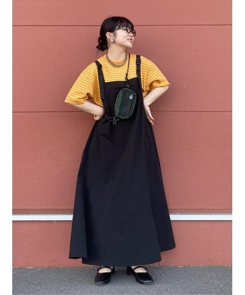 CAMP7（キャンプセブン）の「【CAMP7】テープロゴジャンスカ（サロペット/オーバーオール・レディース・ブラック/カーキブラウン・M/L）」の7枚目の写真