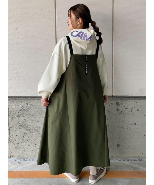 CAMP7（キャンプセブン）の「【CAMP7】テープロゴジャンスカ（サロペット/オーバーオール・レディース・ブラック/カーキブラウン・M/L）」の4枚目の写真