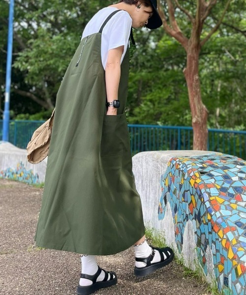 CAMP7（キャンプセブン）の「【CAMP7】テープロゴジャンスカ（サロペット/オーバーオール・レディース・ブラック/カーキブラウン・M/L）」の13枚目の写真