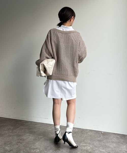 DouDou(ドゥドゥ)の「メッシュプルオーバー(ニット/セーター・レディース・オフホワイト/ブルー/ベージュ・FREE)」の17枚目の写真