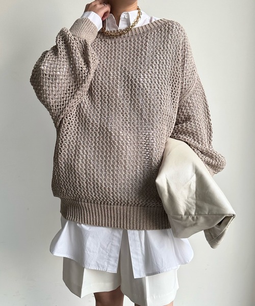 DouDou(ドゥドゥ)の「メッシュプルオーバー(ニット/セーター・レディース・オフホワイト/ブルー/ベージュ・FREE)」の20枚目の写真