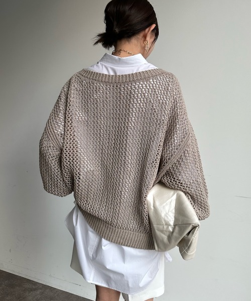 DouDou(ドゥドゥ)の「メッシュプルオーバー(ニット/セーター・レディース・オフホワイト/ブルー/ベージュ・FREE)」の21枚目の写真