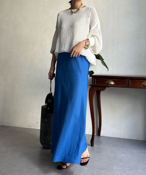 DouDou(ドゥドゥ)の「メッシュプルオーバー(ニット/セーター・レディース・オフホワイト/ブルー/ベージュ・FREE)」の4枚目の写真