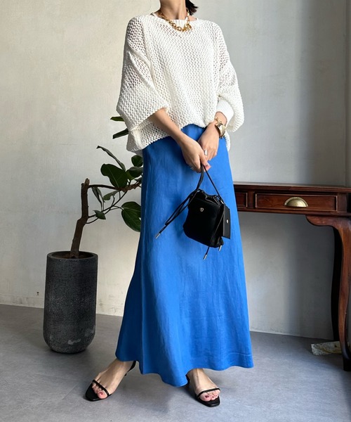 DouDou(ドゥドゥ)の「メッシュプルオーバー(ニット/セーター・レディース・オフホワイト/ブルー/ベージュ・FREE)」の5枚目の写真