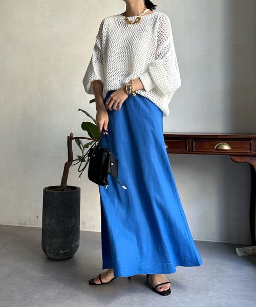 DouDou(ドゥドゥ)の「メッシュプルオーバー(ニット/セーター・レディース・オフホワイト/ブルー/ベージュ・FREE)」の6枚目の写真