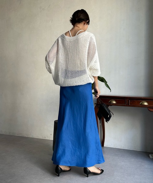 DouDou(ドゥドゥ)の「メッシュプルオーバー(ニット/セーター・レディース・オフホワイト/ブルー/ベージュ・FREE)」の8枚目の写真