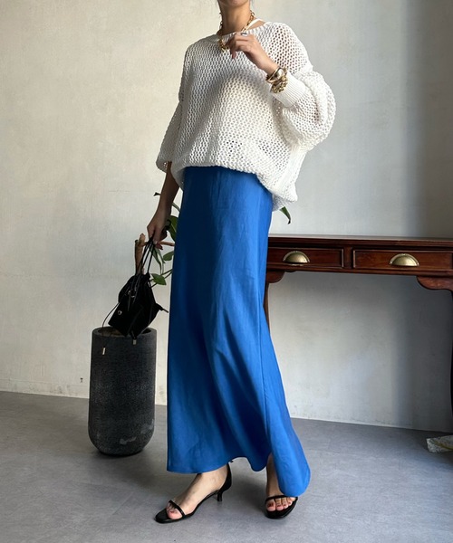 DouDou(ドゥドゥ)の「メッシュプルオーバー(ニット/セーター・レディース・オフホワイト/ブルー/ベージュ・FREE)」の7枚目の写真