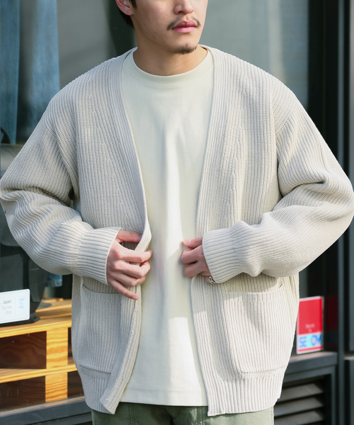 B.C STOCK（ベーセーストック）の「オーバーサイズヘビーウェイト コットンカーディガン（カーディガン/ボレロ・メンズ・ピンク/スミクロ/アイボリー・LARGE/MEDIUM）」の4枚目の写真