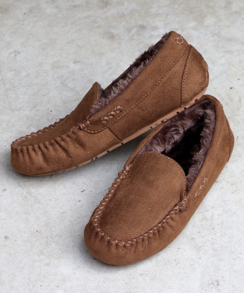 LibertyDoll(リバティードール)の「フラットモカシンレースボアスリッポン(スリッポン・レディース・ライトグレー/ダークグレー/キャメル/ブラック/ダークブラウン/ネイビー/ベージュ・L/M/S/LL)」の4枚目の写真