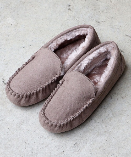 LibertyDoll(リバティードール)の「フラットモカシンレースボアスリッポン(スリッポン・レディース・ライトグレー/ダークグレー/キャメル/ブラック/ダークブラウン/ネイビー/ベージュ・L/M/S/LL)」の2枚目の写真