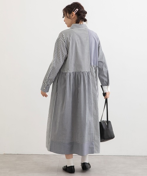 POU DOU DOU（プードゥドゥ）の「クレイジーパッチシャツワンピース（シャツワンピース・レディース・ブラック/ブルー/ベージュ・3）」の6枚目の写真