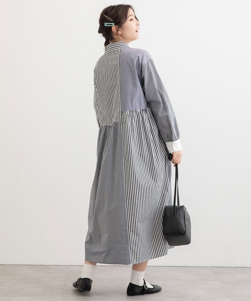 POU DOU DOU（プードゥドゥ）の「クレイジーパッチシャツワンピース（シャツワンピース・レディース・ブラック/ブルー/ベージュ・3）」の7枚目の写真