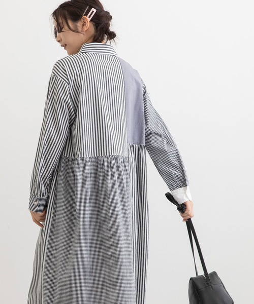 POU DOU DOU（プードゥドゥ）の「クレイジーパッチシャツワンピース（シャツワンピース・レディース・ブラック/ブルー/ベージュ・3）」の11枚目の写真