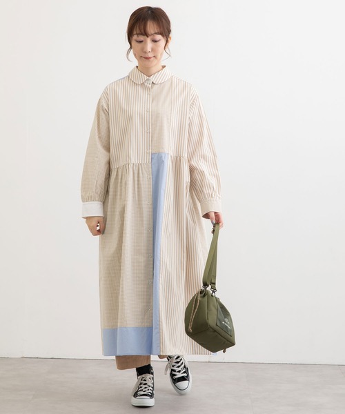 POU DOU DOU（プードゥドゥ）の「クレイジーパッチシャツワンピース（シャツワンピース・レディース・ブラック/ブルー/ベージュ・3）」の22枚目の写真