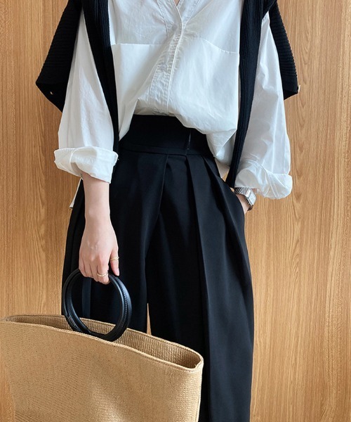 AMELY（エミリー）の「タックワイドパンツ（その他パンツ・レディース・グレー/オフホワイト/ブラック/ライム/カーキブラウン/ライトグレー/ピンク/ネイビー/ダークグレー・M/L/LL）」の22枚目の写真