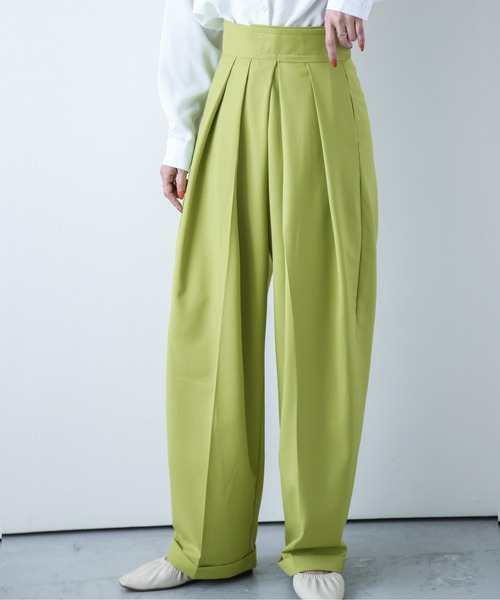 AMELY(エミリー)の「タックワイドパンツ(その他パンツ・レディース・グレー/オフホワイト/ブラック/ライム/カーキブラウン/ライトグレー/ピンク/ネイビー/ダークグレー・M/L/LL)」の22枚目の写真