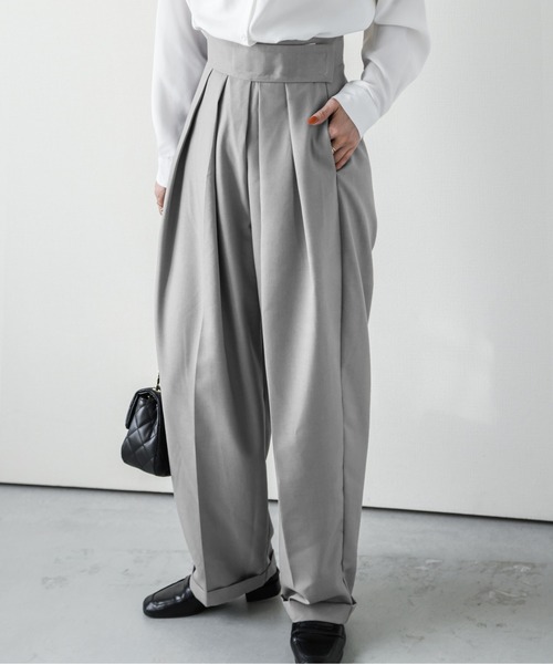 AMELY（エミリー）の「タックワイドパンツ（その他パンツ・レディース・グレー/オフホワイト/ブラック/ライム/カーキブラウン/ライトグレー/ピンク/ネイビー/ダークグレー・M/L/LL）」の10枚目の写真