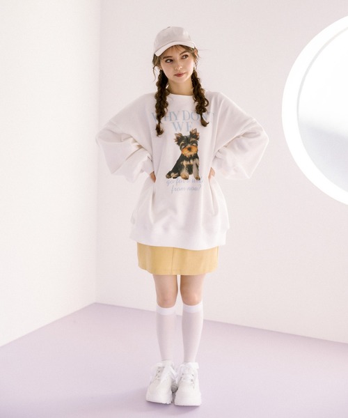 OLIVE des OLIVE（オリーブデオリーブ）の「【WEB限定】犬プリントスウェット（スウェット・レディース・ネイビー/オフホワイト/オートミール・FREE）」の6枚目の写真