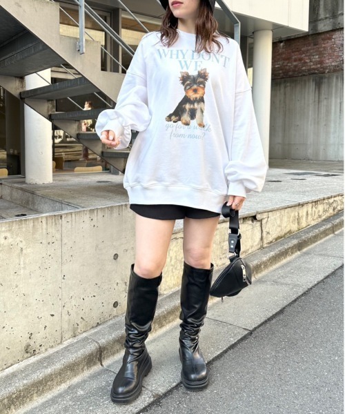 OLIVE des OLIVE（オリーブデオリーブ）の「【WEB限定】犬プリントスウェット（スウェット・レディース・ネイビー/オフホワイト/オートミール・FREE）」の10枚目の写真