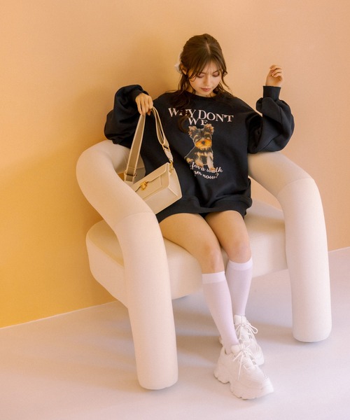 OLIVE des OLIVE（オリーブデオリーブ）の「【WEB限定】犬プリントスウェット（スウェット・レディース・ネイビー/オフホワイト/オートミール・FREE）」の16枚目の写真