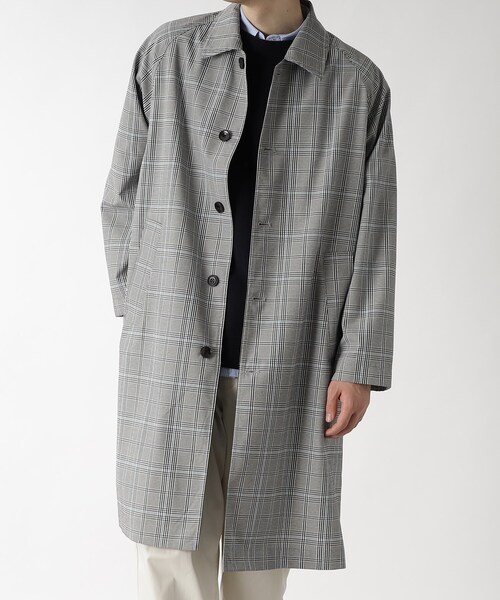 THE SHOP TK （ザ ショップ ティーケー ）の「◆TRチェックステンカラーコート（ステンカラーコート・メンズ・モスグリーン系1/ブラック系1・03/02）」の3枚目の写真