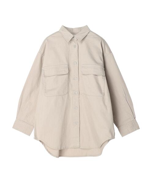 AMERICAN HOLIC(アメリカンホリック)の「Wポケットワークシャツ(シャツ/ブラウス・レディース・カーキ/ライトグレー・M/L)」の5枚目の写真