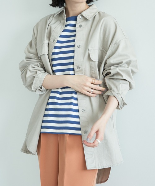 AMERICAN HOLIC(アメリカンホリック)の「Wポケットワークシャツ(シャツ/ブラウス・レディース・カーキ/ライトグレー・M/L)」の1枚目の写真