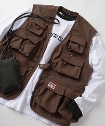 【BEN DAVIS/ベンデイビス】ブランドロゴ ユーティリティー ベスト/フィッシング ベスト/ ビッグシルエット